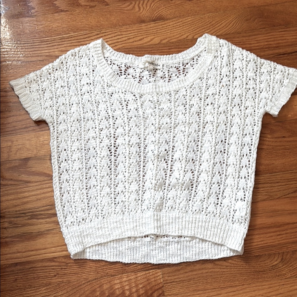 Ivory Cream Crochet Knit Sweater Top